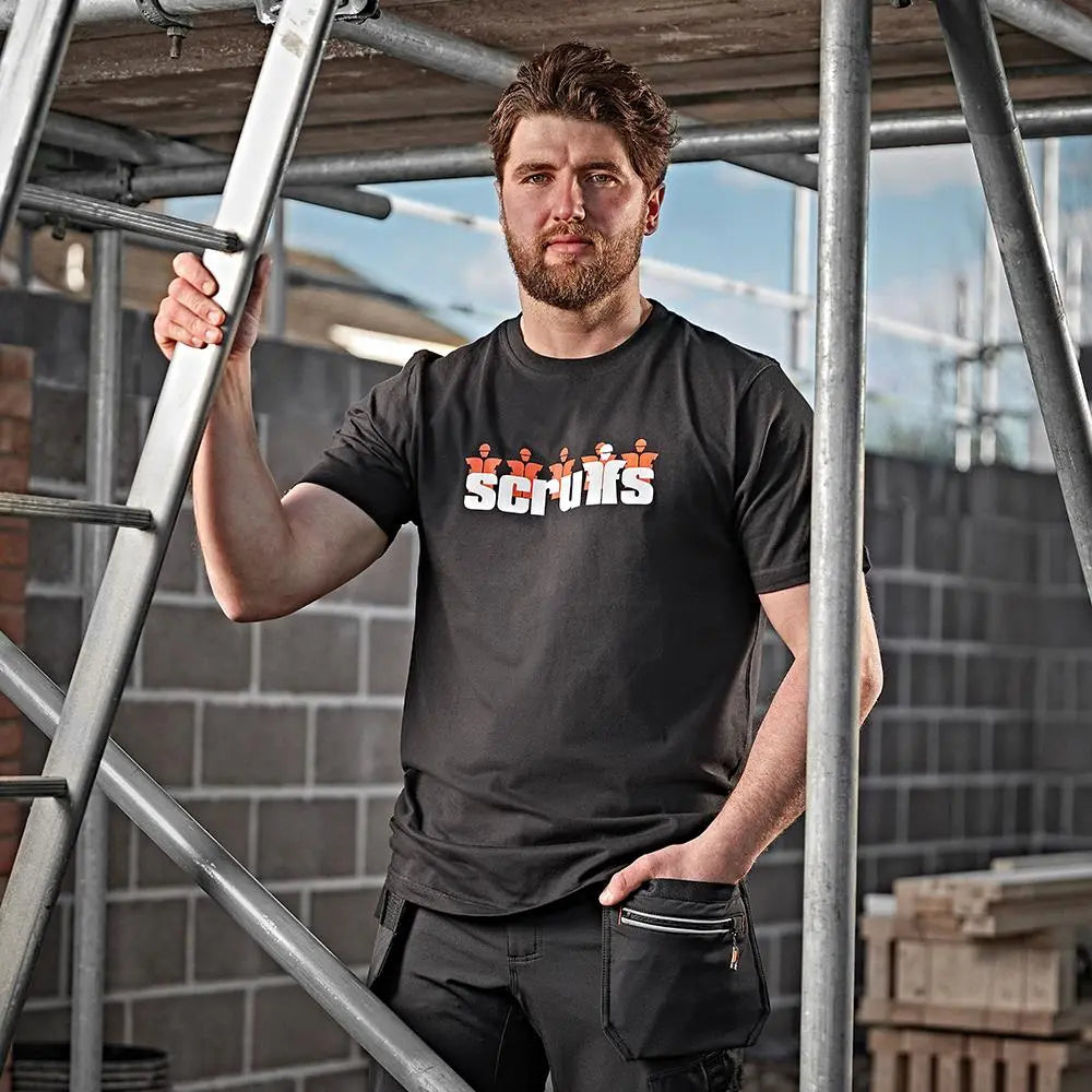 Scruffs Graphic T-Shirt Black Cotton - Choose Size  White Rose Tools