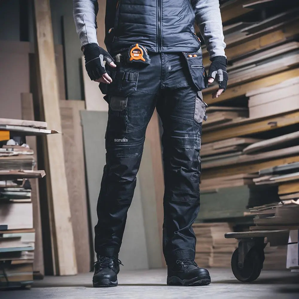 Scruffs Pro Flex Holster Trousers Black - Choose Size  White Rose Tools