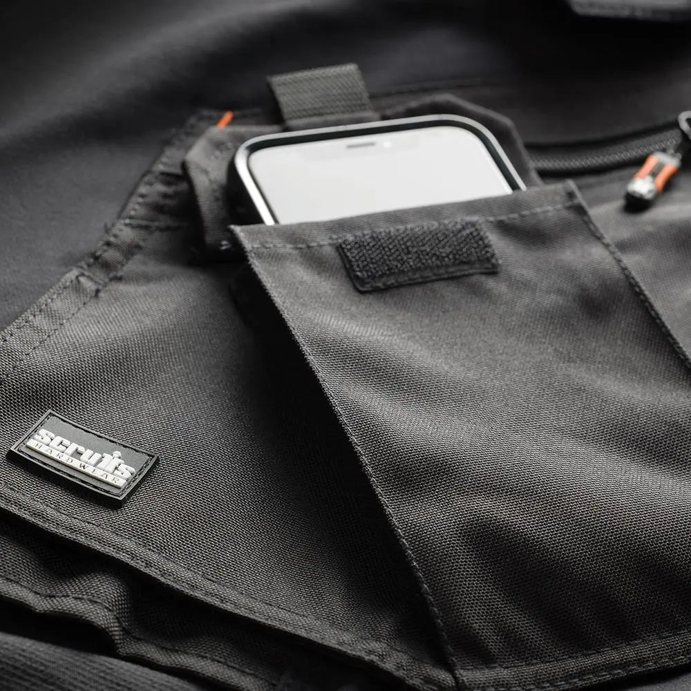 Scruffs Pro Flex Plus Holster Trousers Black - Choose Size  White Rose Tools