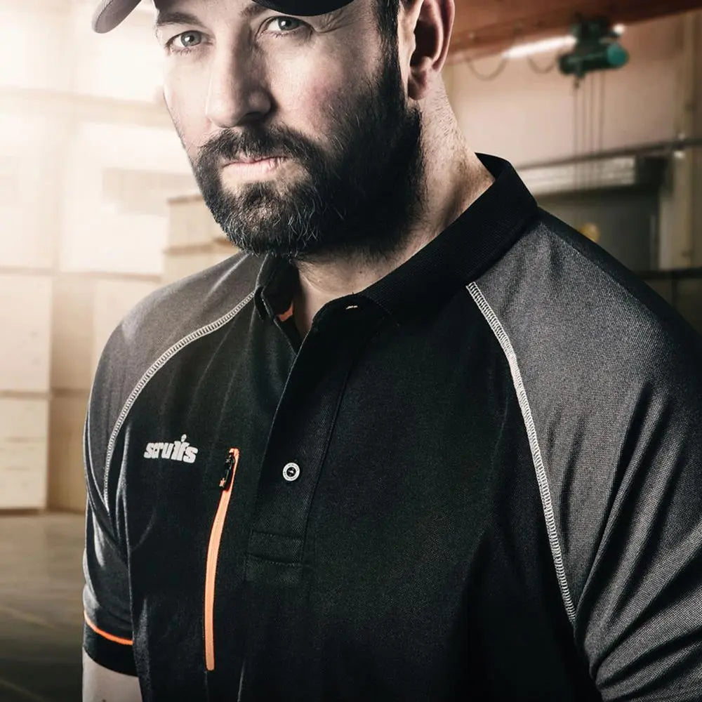 Scruffs Trade Active Polo Shirt Black - Choose Size  White Rose Tools