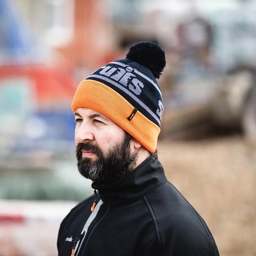 Scruffs Trade Bobble Hat Black/Orange T55334  White Rose Tools