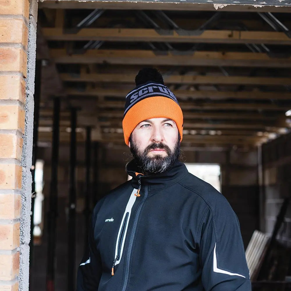 Scruffs Trade Bobble Hat Black/Orange T55334  White Rose Tools