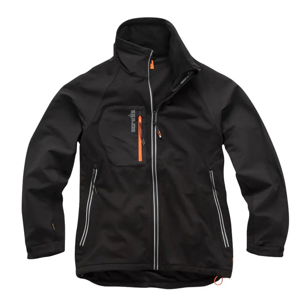 Scruffs Trade Flex Softshell Jacket Black - Choose Size  White Rose Tools
