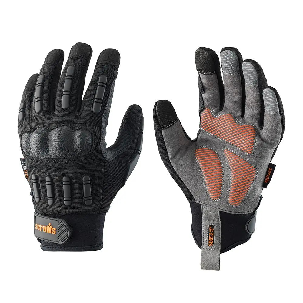 Scruffs Trade Shock Impact Work Gloves Black - Choose Size  White Rose Tools
