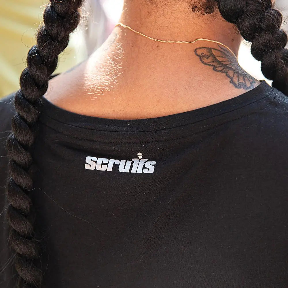 Scruffs Women's Trade T-Shirt Black - Choose Size  White Rose Tools