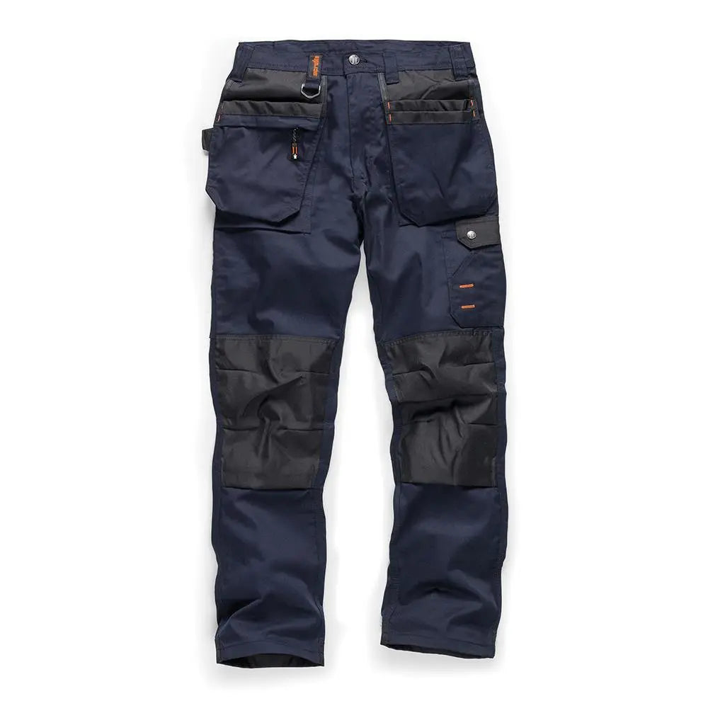 Scruffs Worker Plus Trousers Navy - Choose Size  White Rose Tools