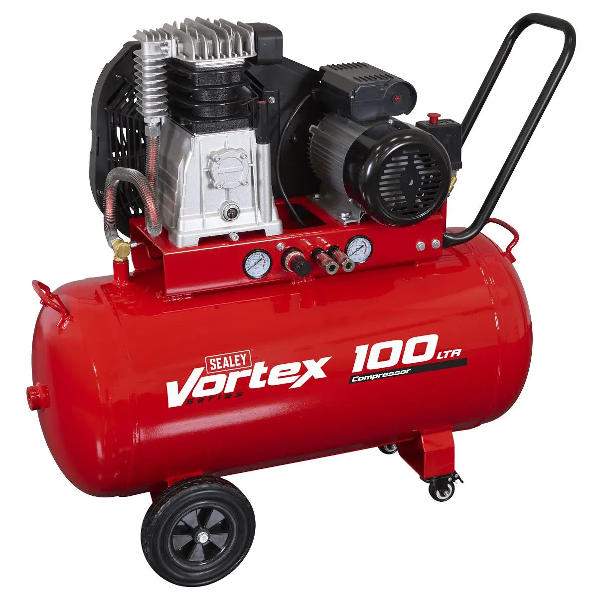Sealey 100L Belt Drive Air Compressor with Cast Cylinders & Wheels 3hp 