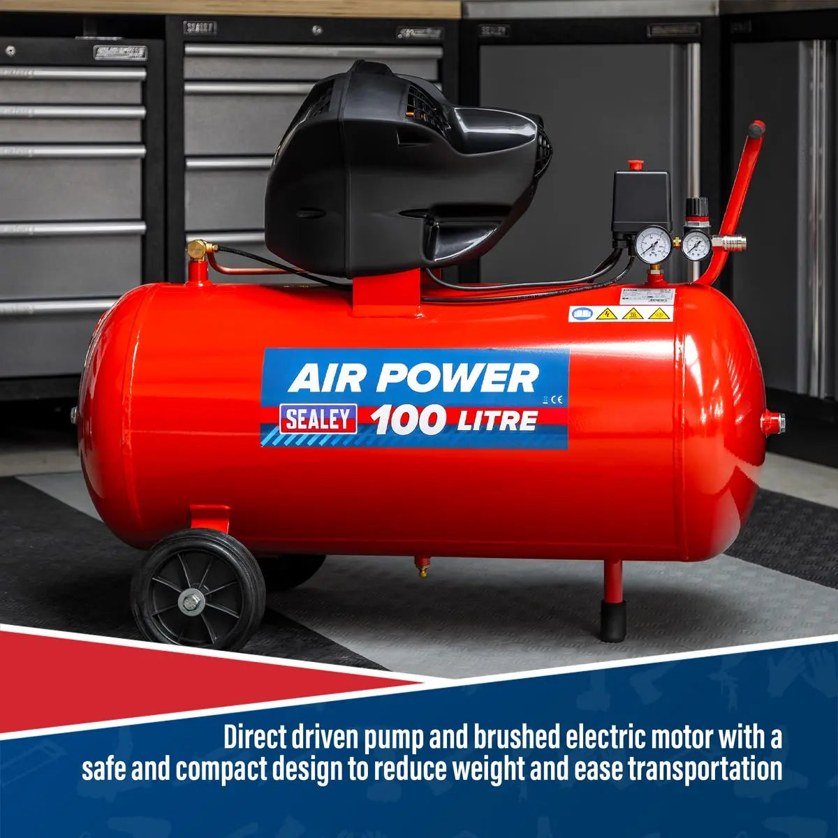 Sealey 100L Oil Free V-Twin Direct Drive Air Compressor 3hp 