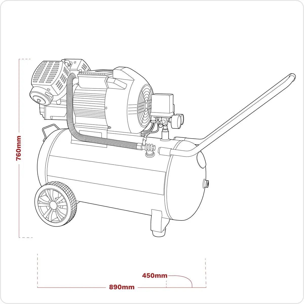 Sealey 100L V-Twin Direct Drive Air Compressor 3hp 