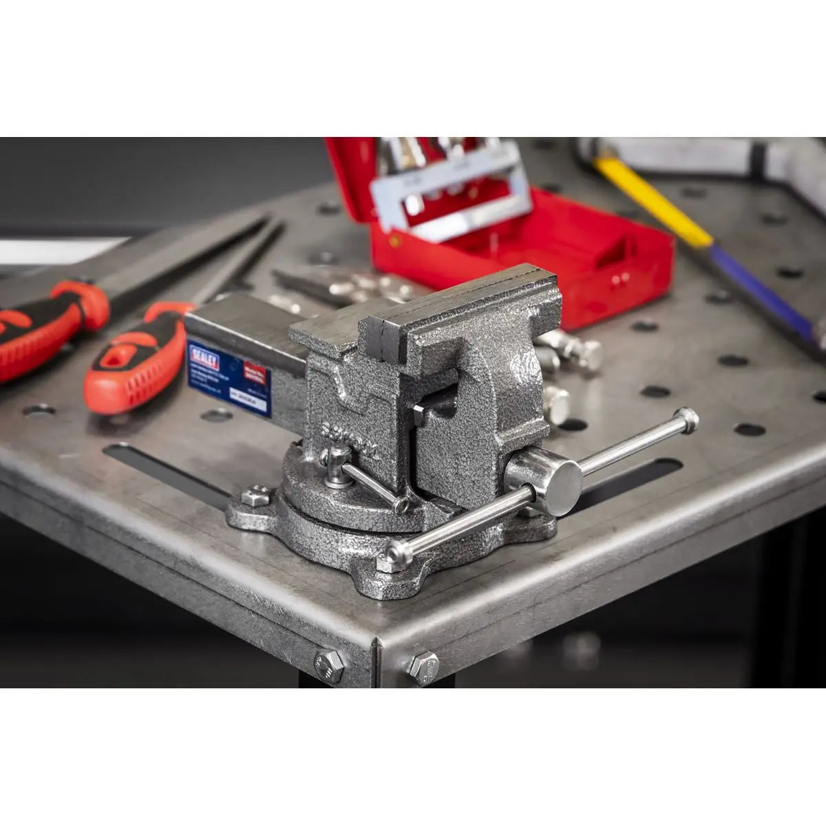 Sealey 100mm SG Iron Vice with Swivel Base  White Rose Tools