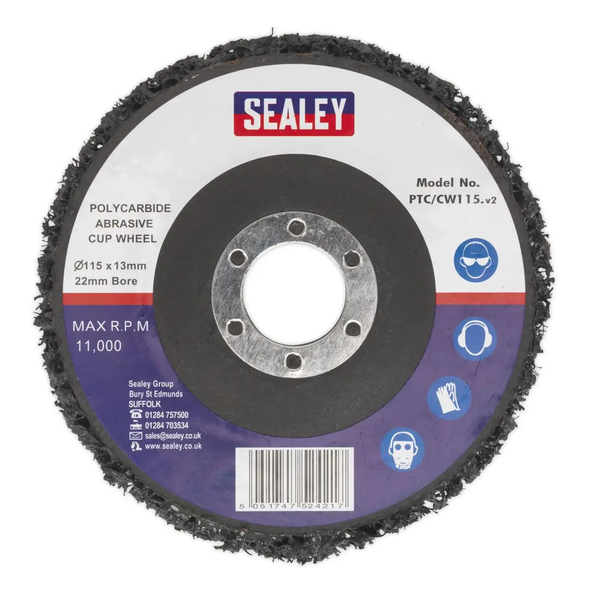 Sealey 115mm Polycarbide Abrasive Cup Wheel Paint Rust Removal Angle Grinder 
