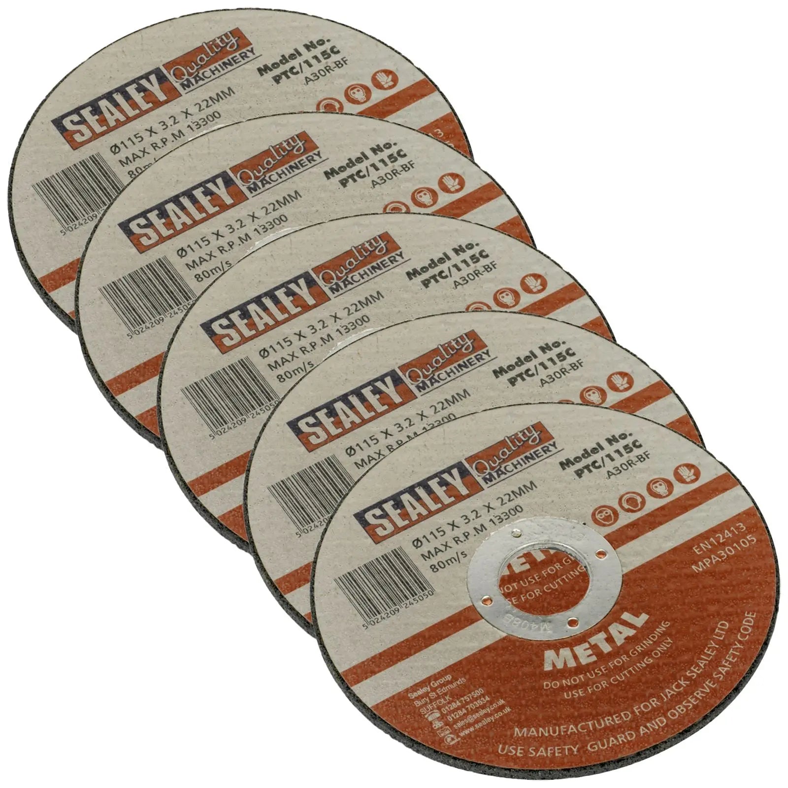 Sealey 115mm x 3mm Metal Cutting Discs 