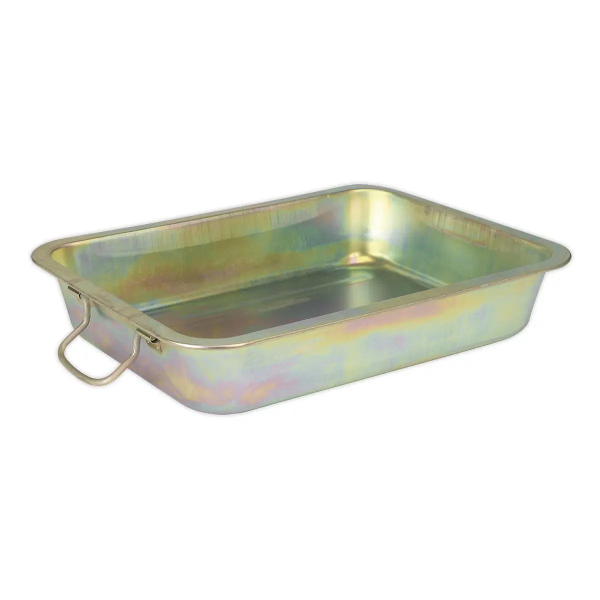 Sealey 12 Litre Metal Oil Drain Pan Vehicle Fluid Transfer Cleaning Storing Drip Tray 