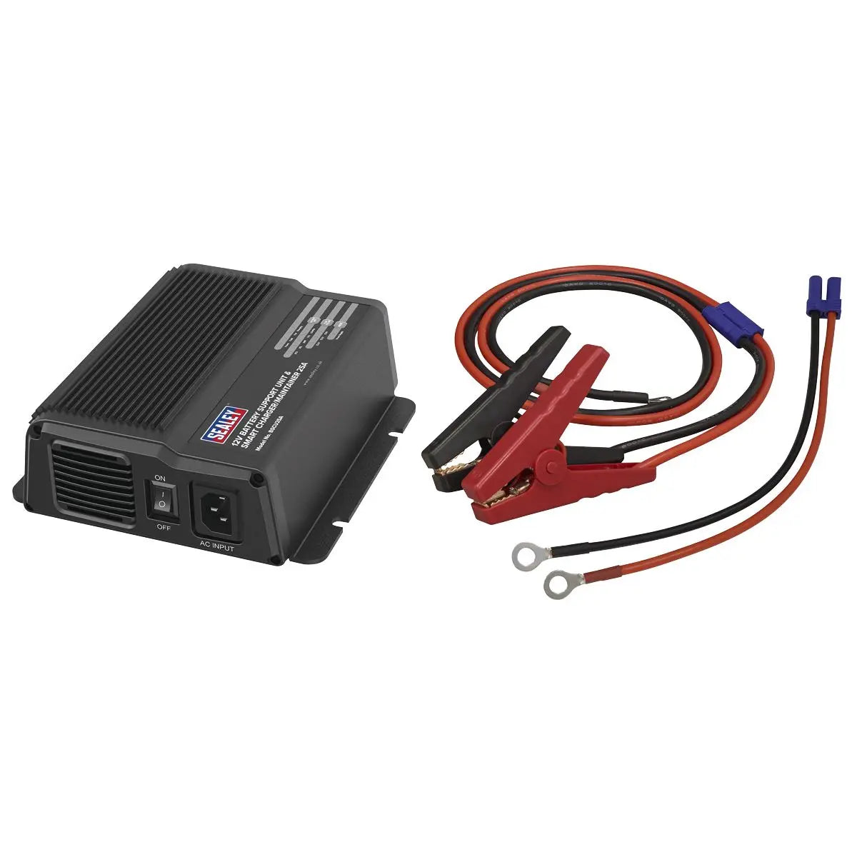 Sealey 12V Battery Support Unit & Smart Charger/Maintainer 25A  White Rose Tools