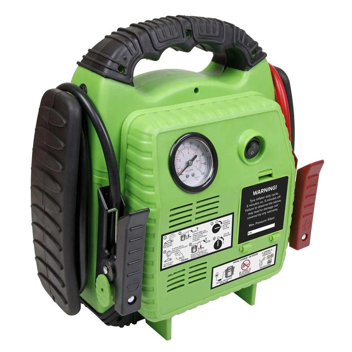 Sealey 12V RoadStart Emergency Power Pack 900 Peak Amps with Air Compressor Hi-Vis 