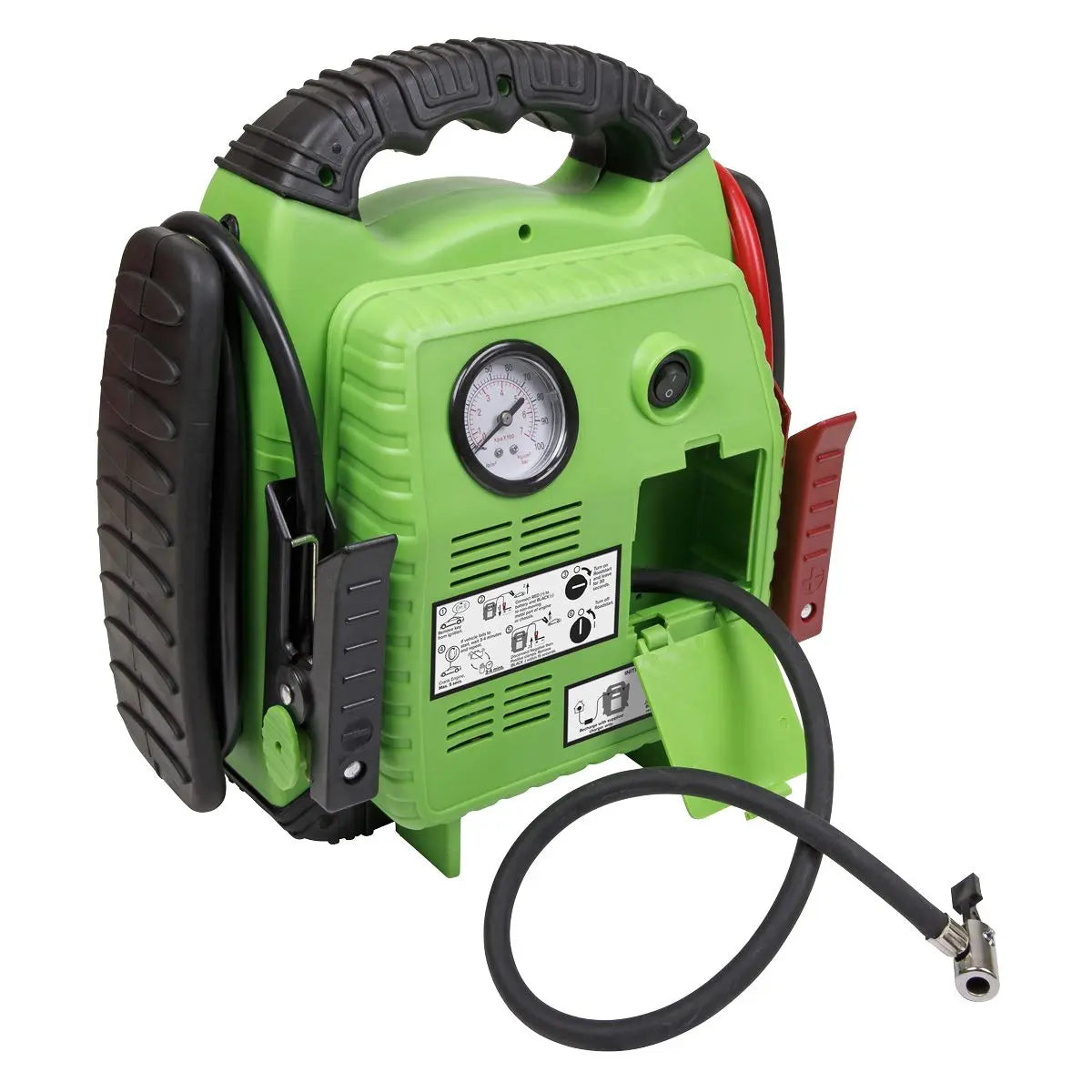 Sealey 12V RoadStart Emergency Power Pack 900 Peak Amps with Air Compressor Hi-Vis 