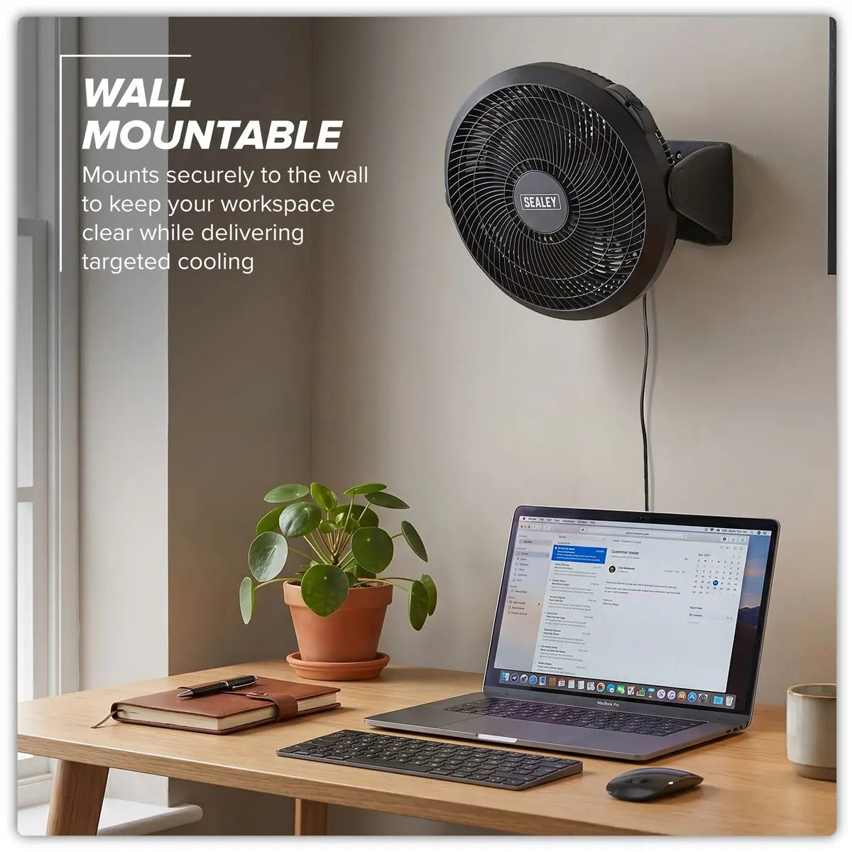 Sealey 12" Small Desk Fan 3-Speed 230V  White Rose Tools