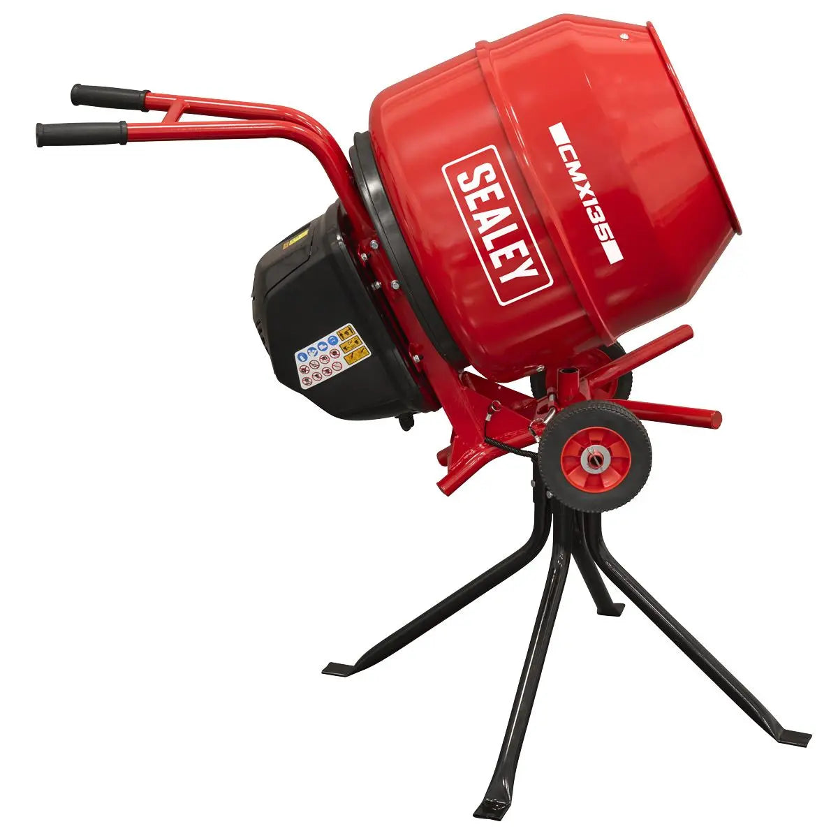 Sealey 135L Cement Mixer with Stand 550W  White Rose Tools