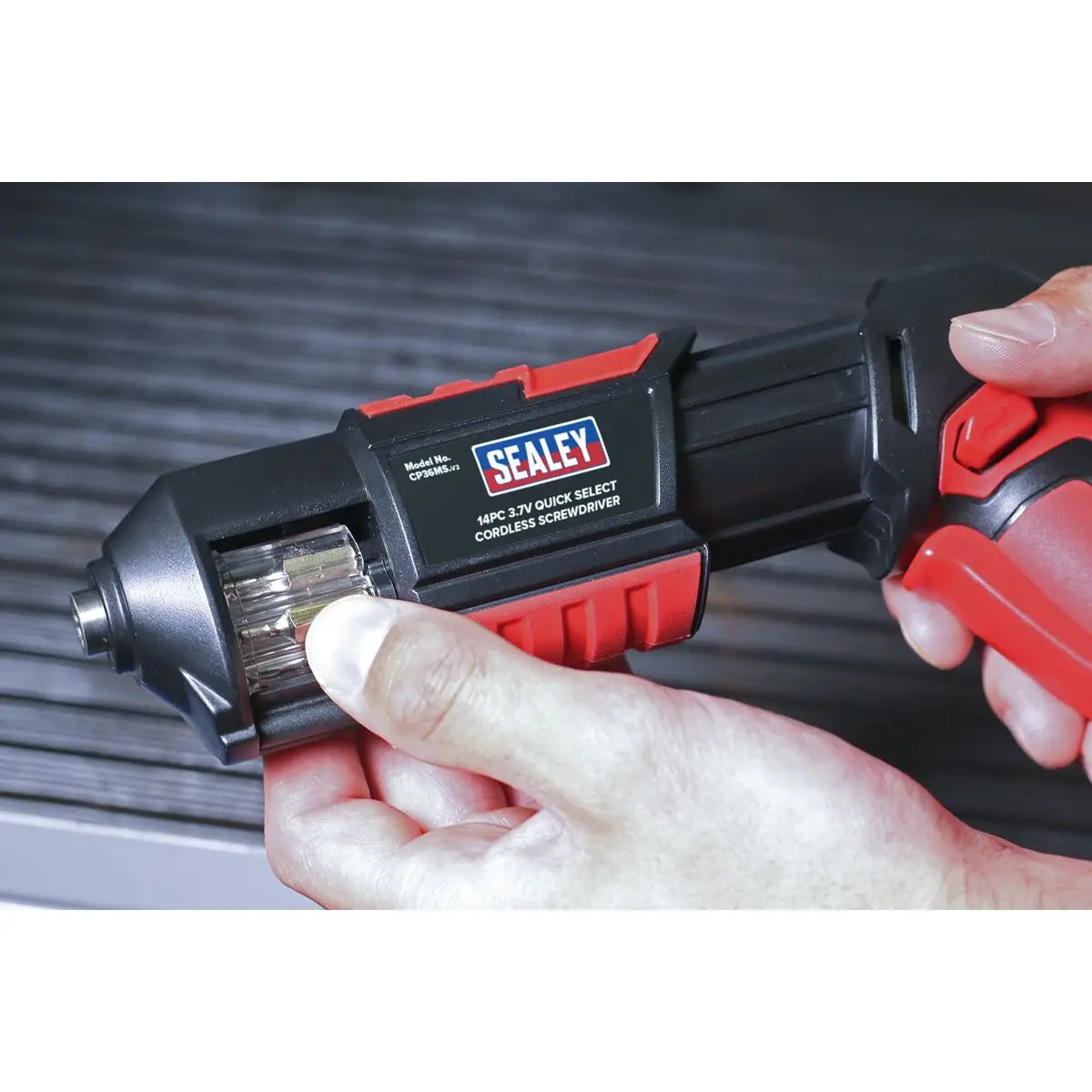 Sealey 14 Piece 3.7V Li-ion Cordless Quick Select Screwdriver USB Charger PH PZ TX 
