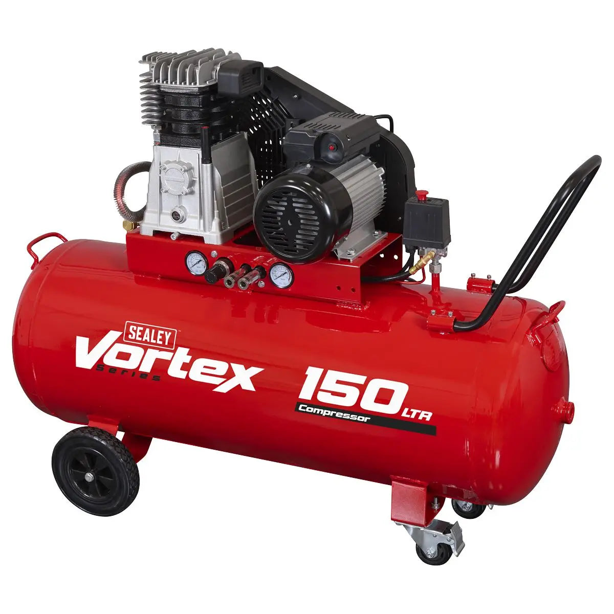 Sealey 150L Belt Drive Air Compressor with Cast Cylinders 3hp  White Rose Tools