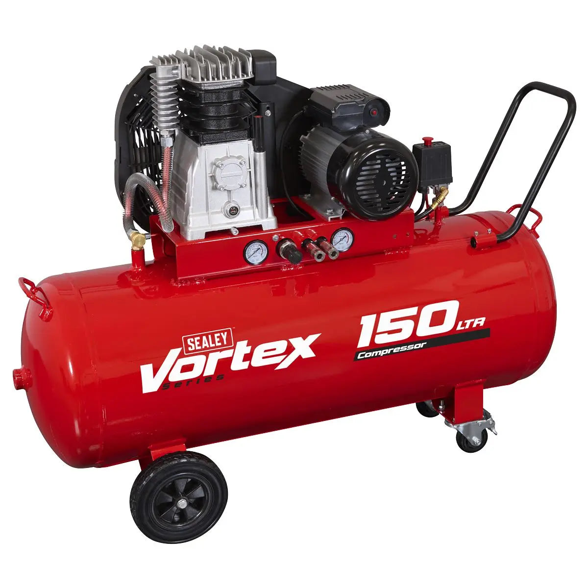 Sealey 150L Belt Drive Air Compressor with Cast Cylinders 3hp  White Rose Tools