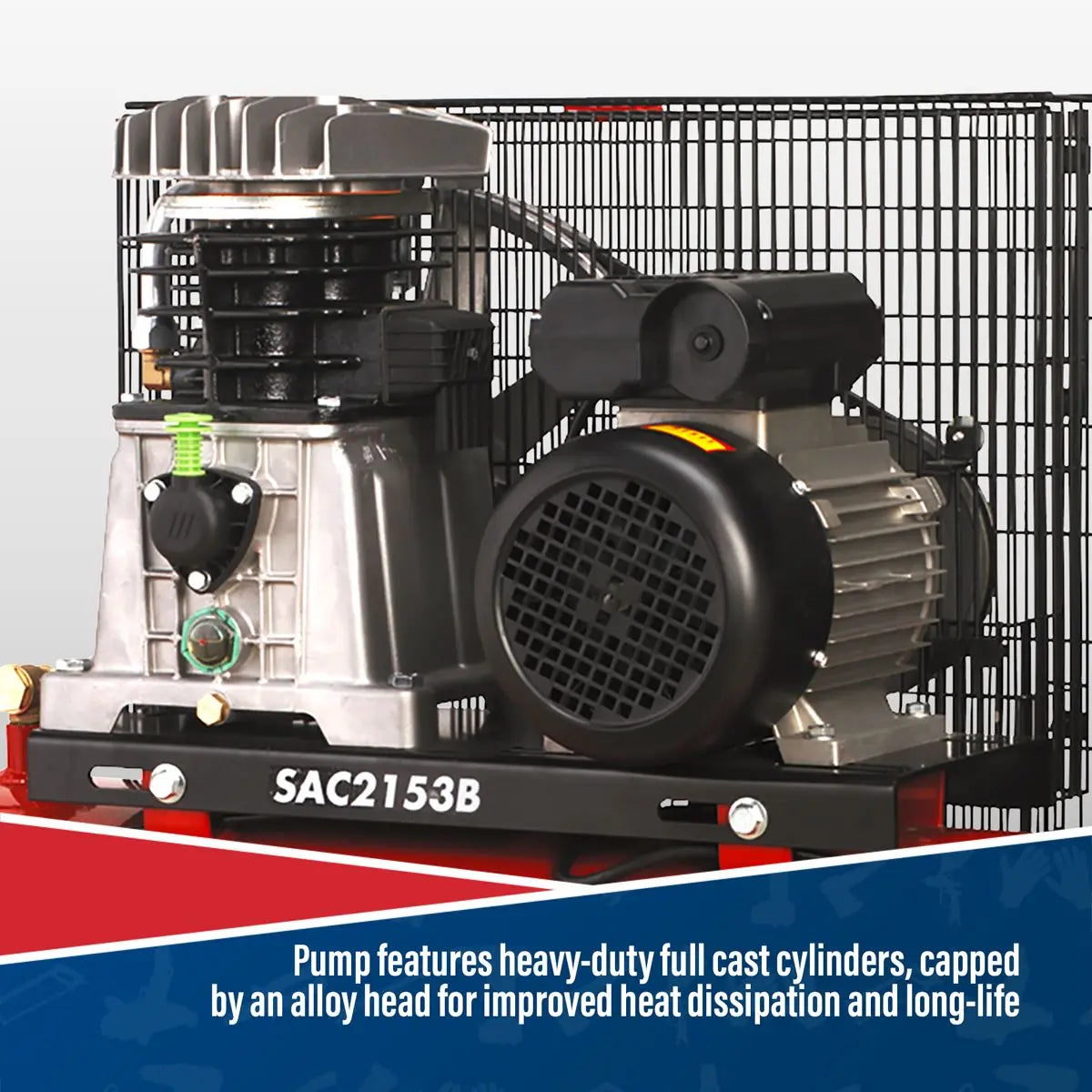 Sealey 150L Belt Drive Air Compressor with Cast Cylinders 3hp 