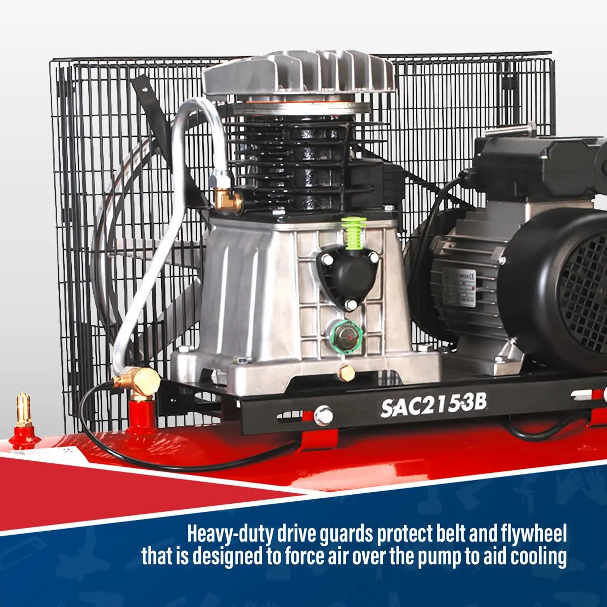 Sealey 150L Belt Drive Air Compressor with Cast Cylinders 3hp 