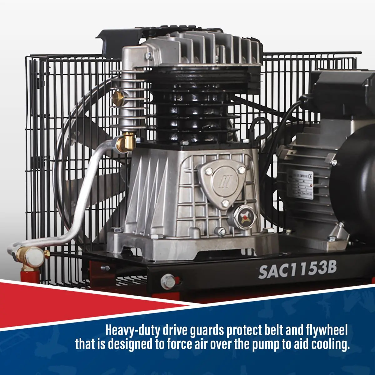 Sealey 150L Belt Drive Air Compressor with Cast Cylinders 3hp 