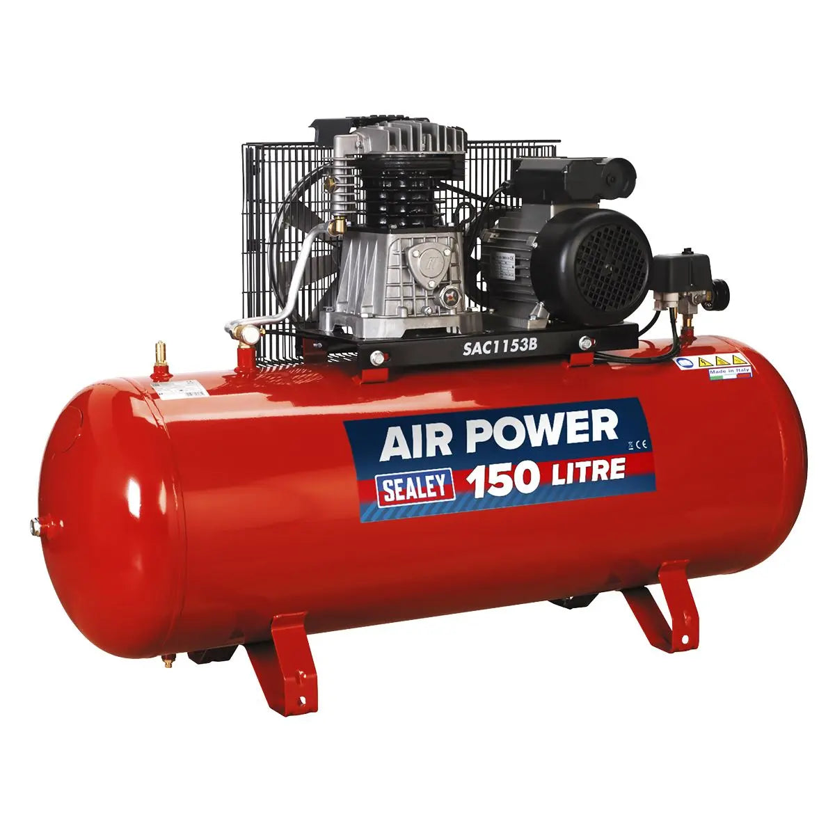 Sealey 150L Belt Drive Air Compressor with Cast Cylinders 3hp 
