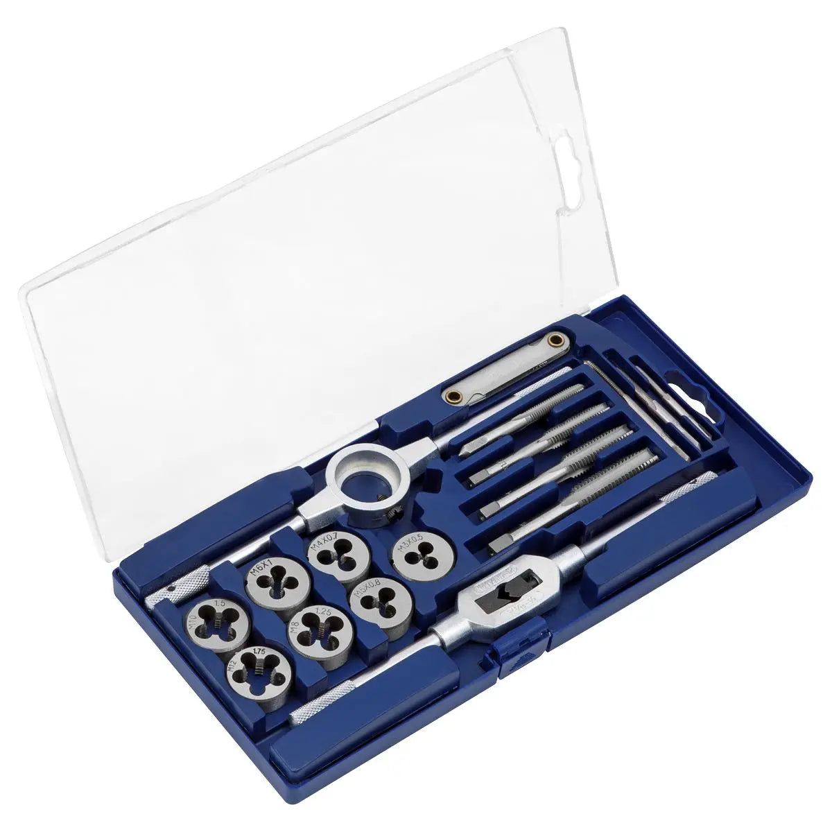 Sealey 17 Piece Metric Tap and Die Set M3-M12 Tap Wrench Die Holder Thread Gauge 