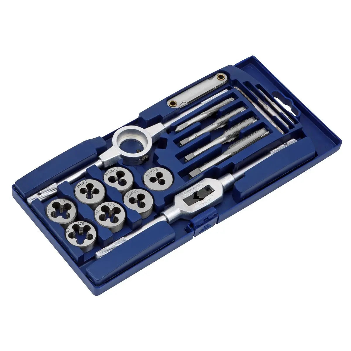 Sealey 17 Piece Metric Tap and Die Set M3-M12 Tap Wrench Die Holder Thread Gauge 