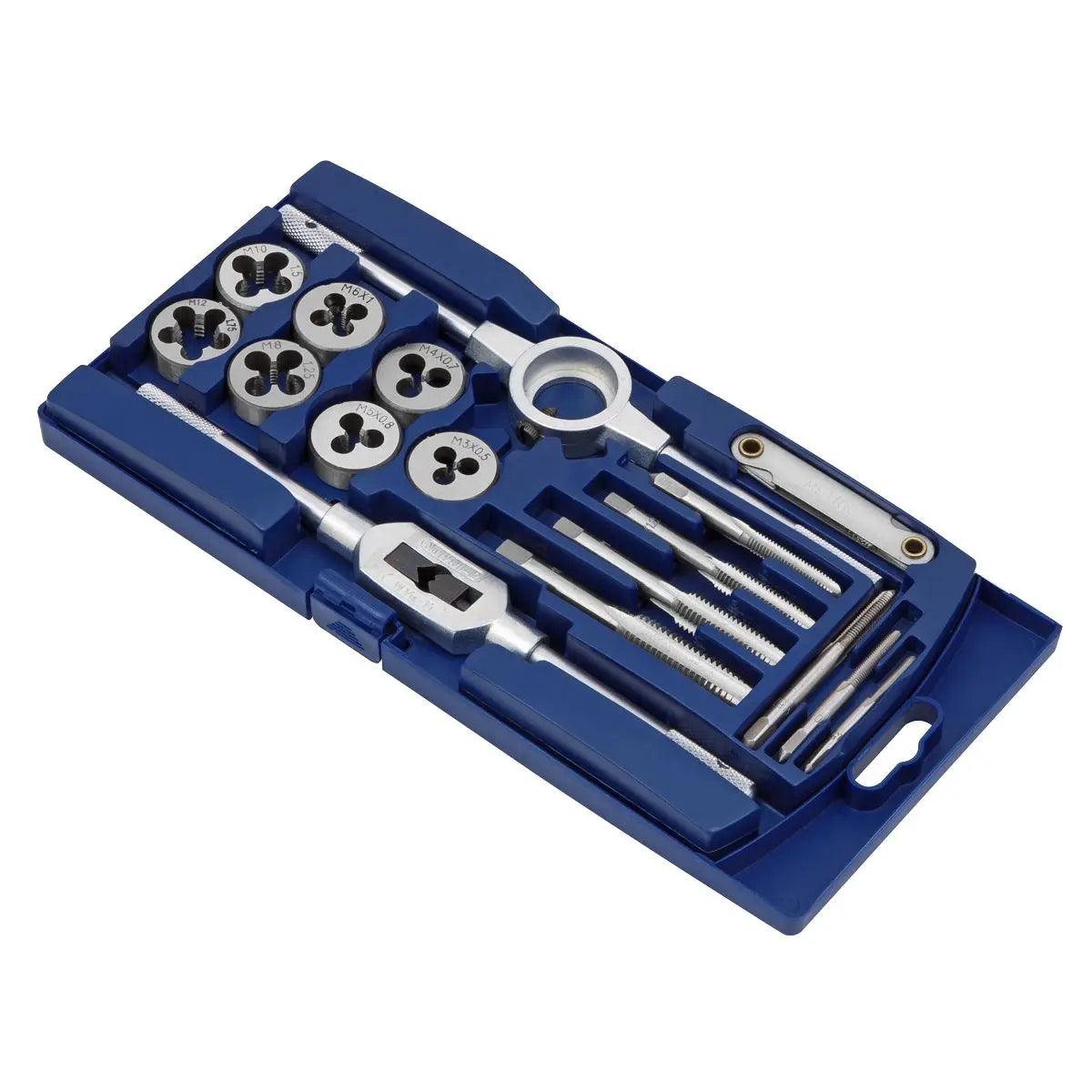 Sealey 17 Piece Metric Tap and Die Set M3-M12 Tap Wrench Die Holder Thread Gauge 