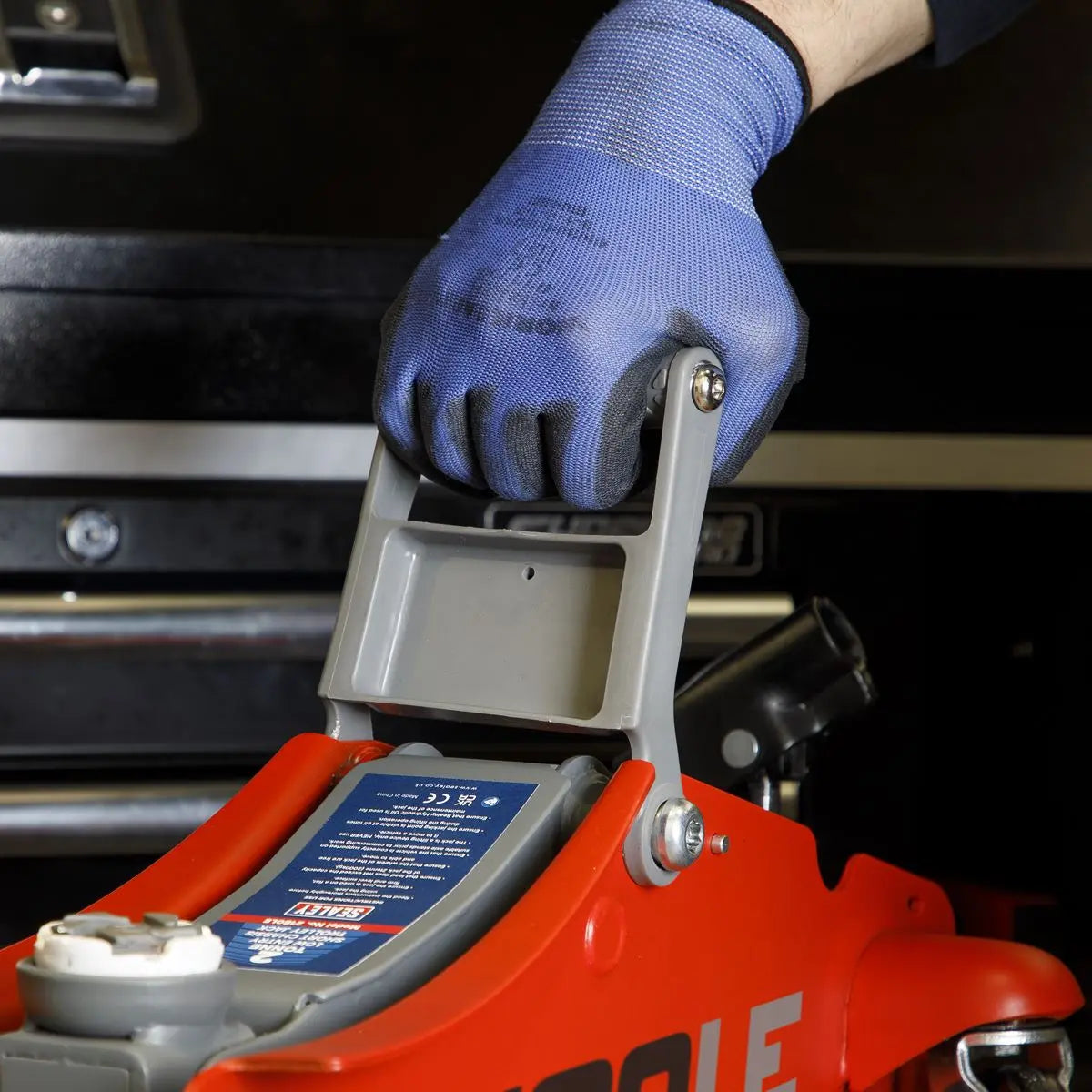 Sealey 180° Handle Low Profile Short Chassis Trolley Jack 2 Tonne - Red 