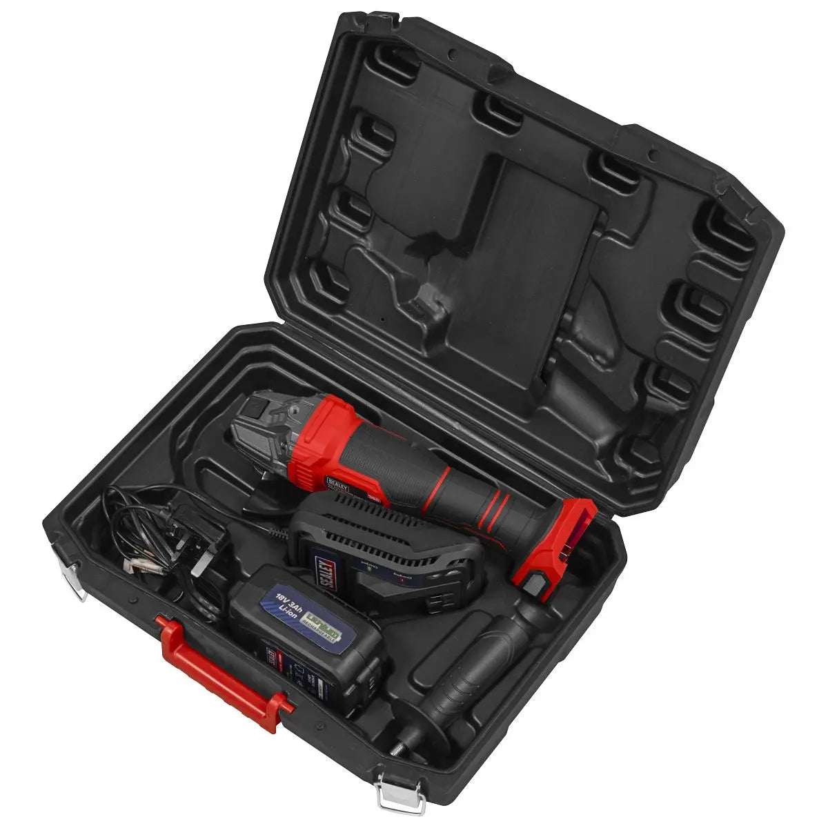 Sealey 18V 3Ah 115mm Cordless Angle Grinder - Red  White Rose Tools