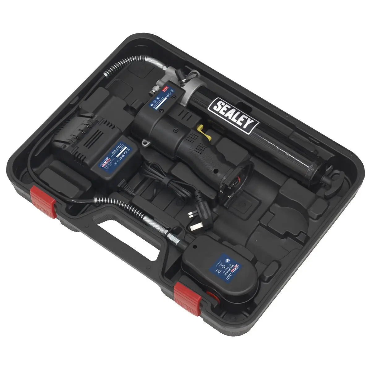 Sealey 18V Cordless Grease Gun 1.7Ah Battery and Mains Charger in Carry Case 