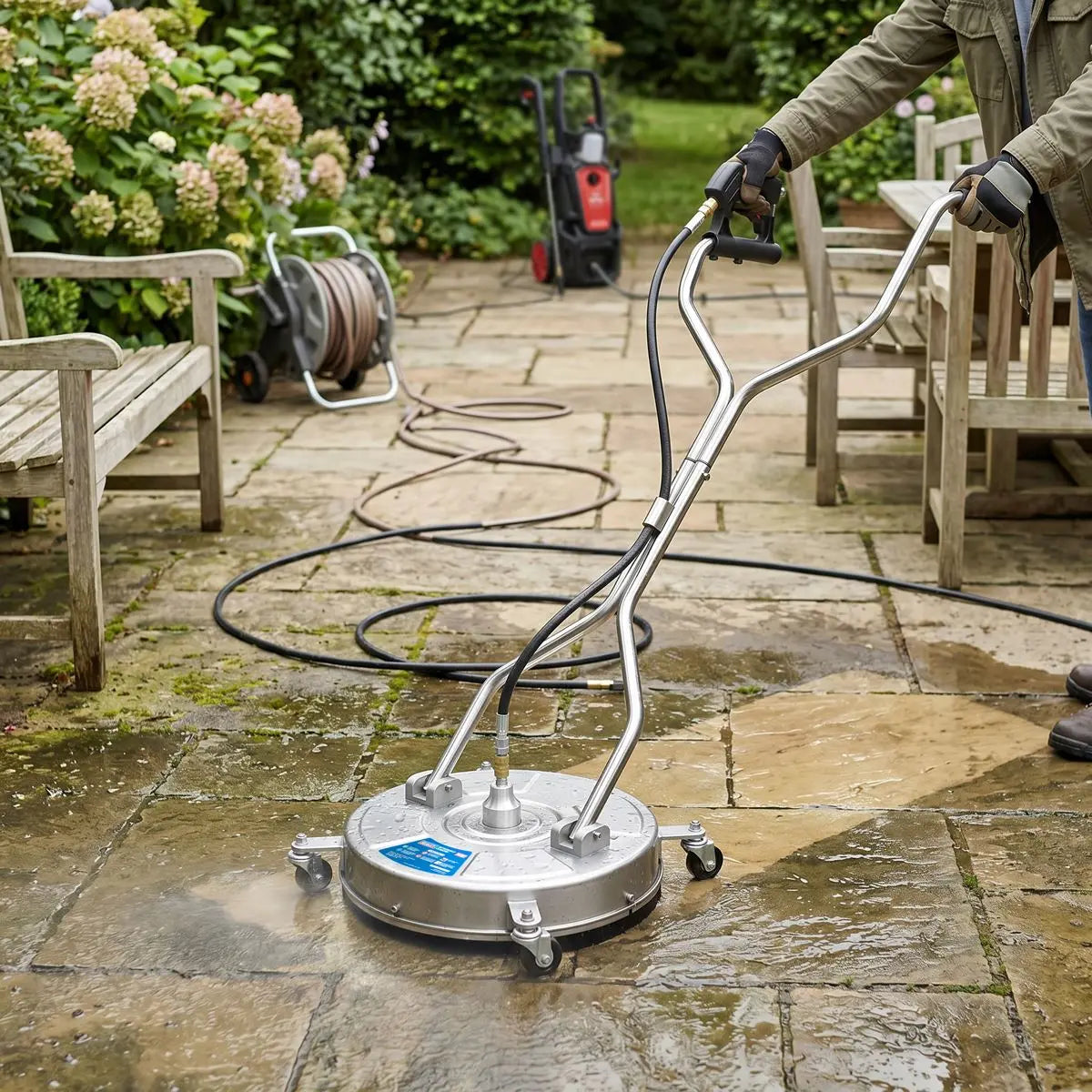Sealey 18" Surface Cleaner with Dual Handle & Rotating Spray Bar - Stainless Steel  White Rose Tools