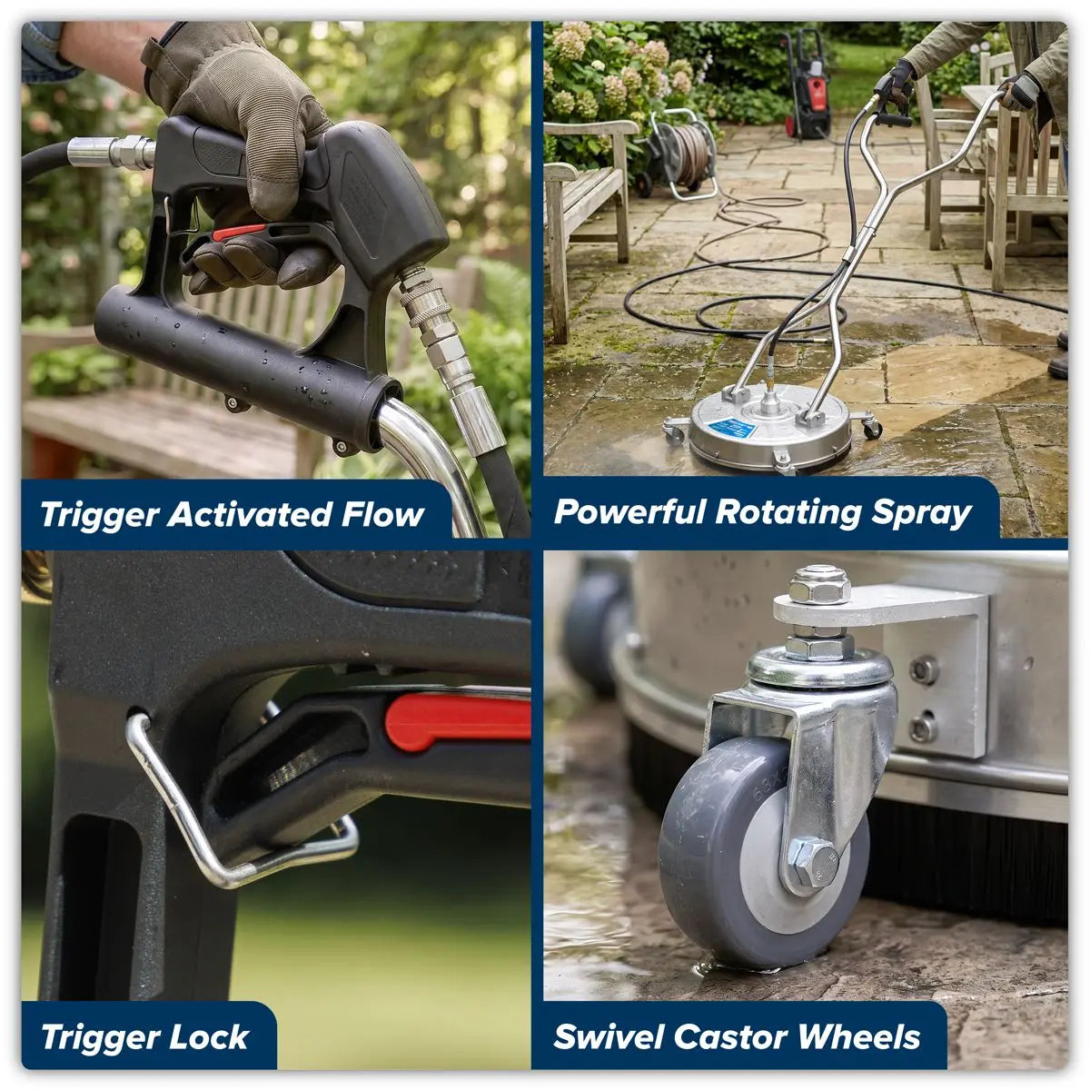 Sealey 18" Surface Cleaner with Dual Handle & Rotating Spray Bar - Stainless Steel  White Rose Tools