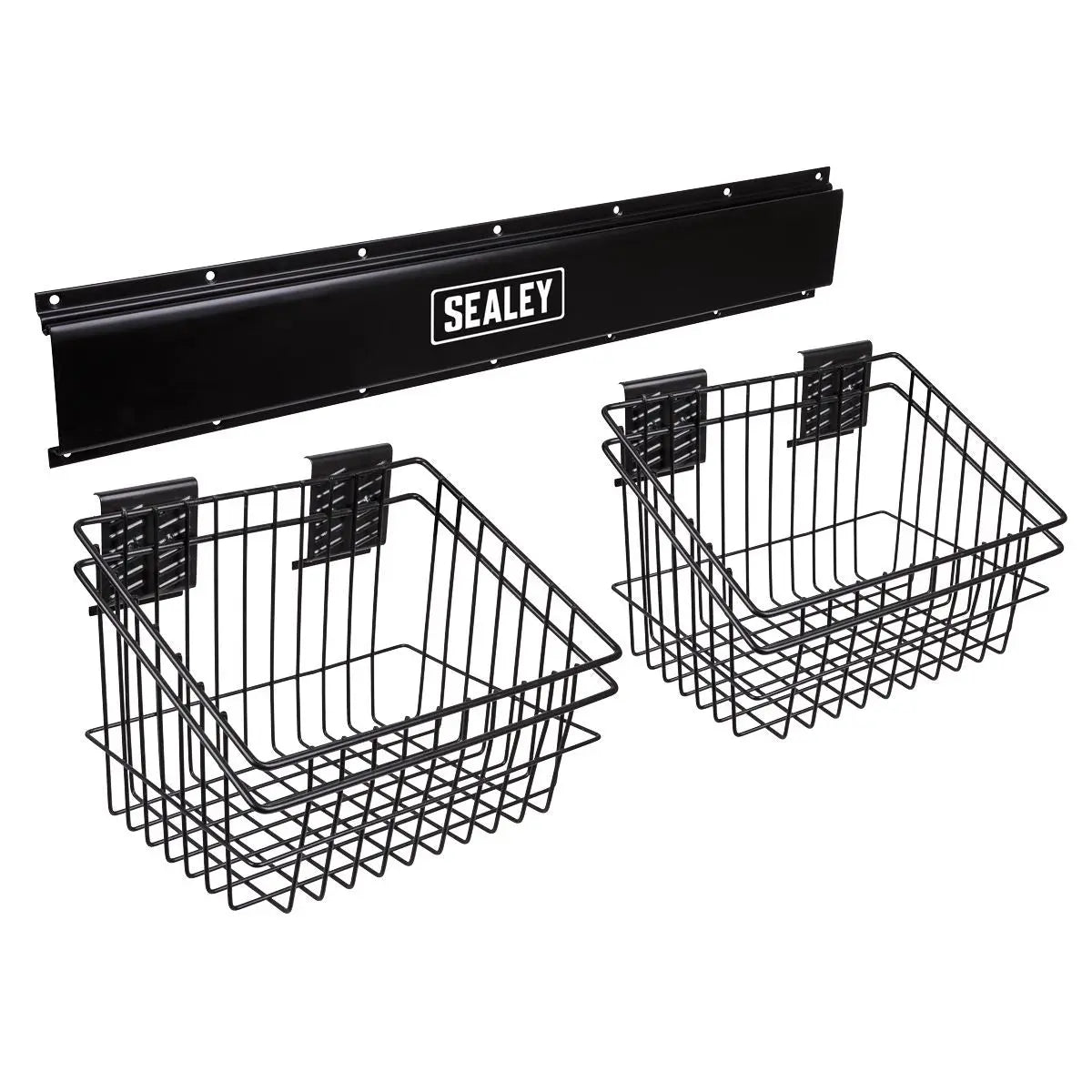 Sealey 2 Basket Storage Rail Wall Mounting  White Rose Tools