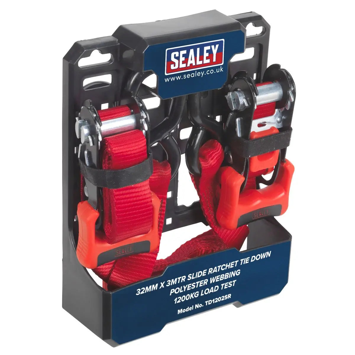 Sealey 2 Piece 32mm x 3m Slide Ratchet Tie Down Polyester Webbing 