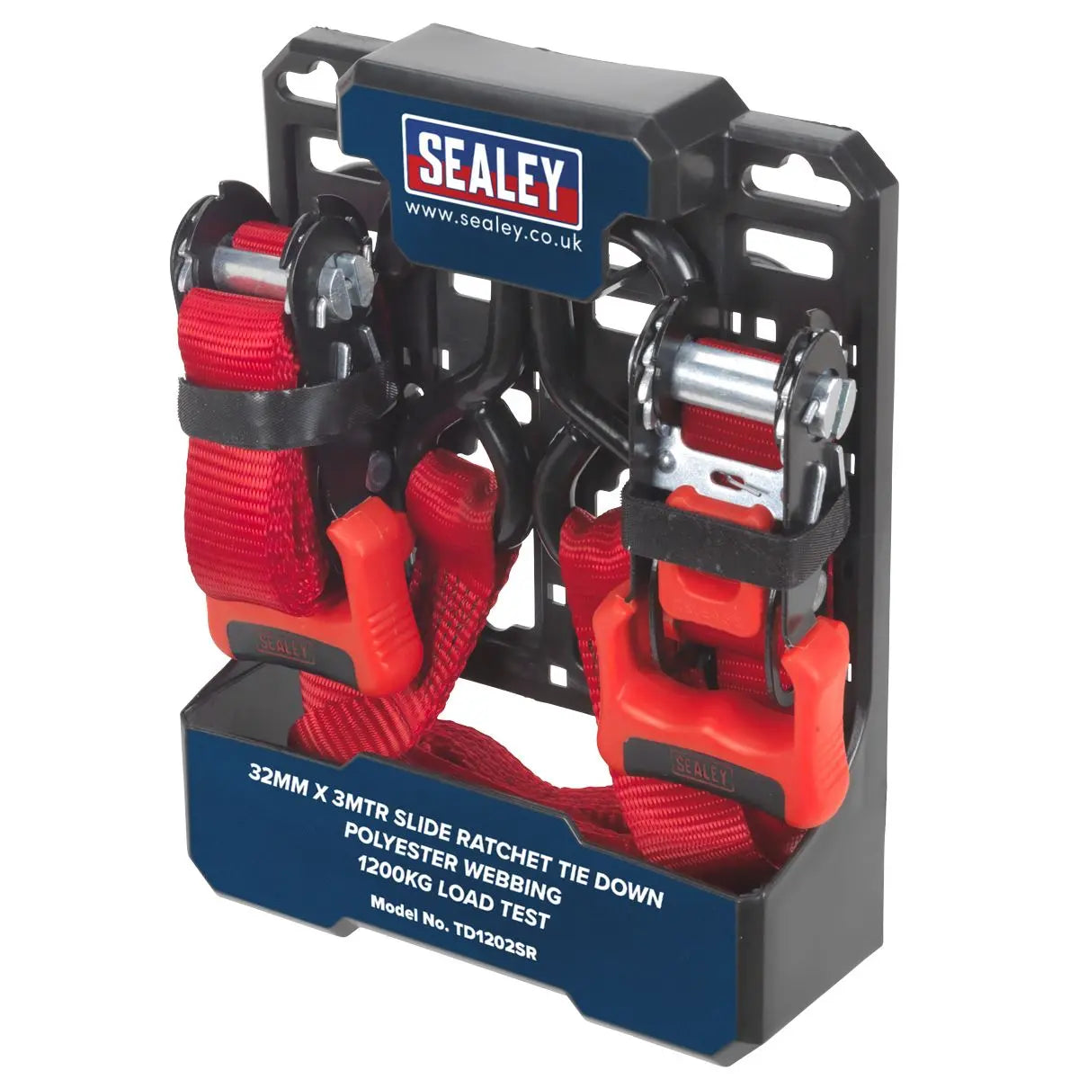 Sealey 2 Piece 32mm x 3m Slide Ratchet Tie Down Polyester Webbing 