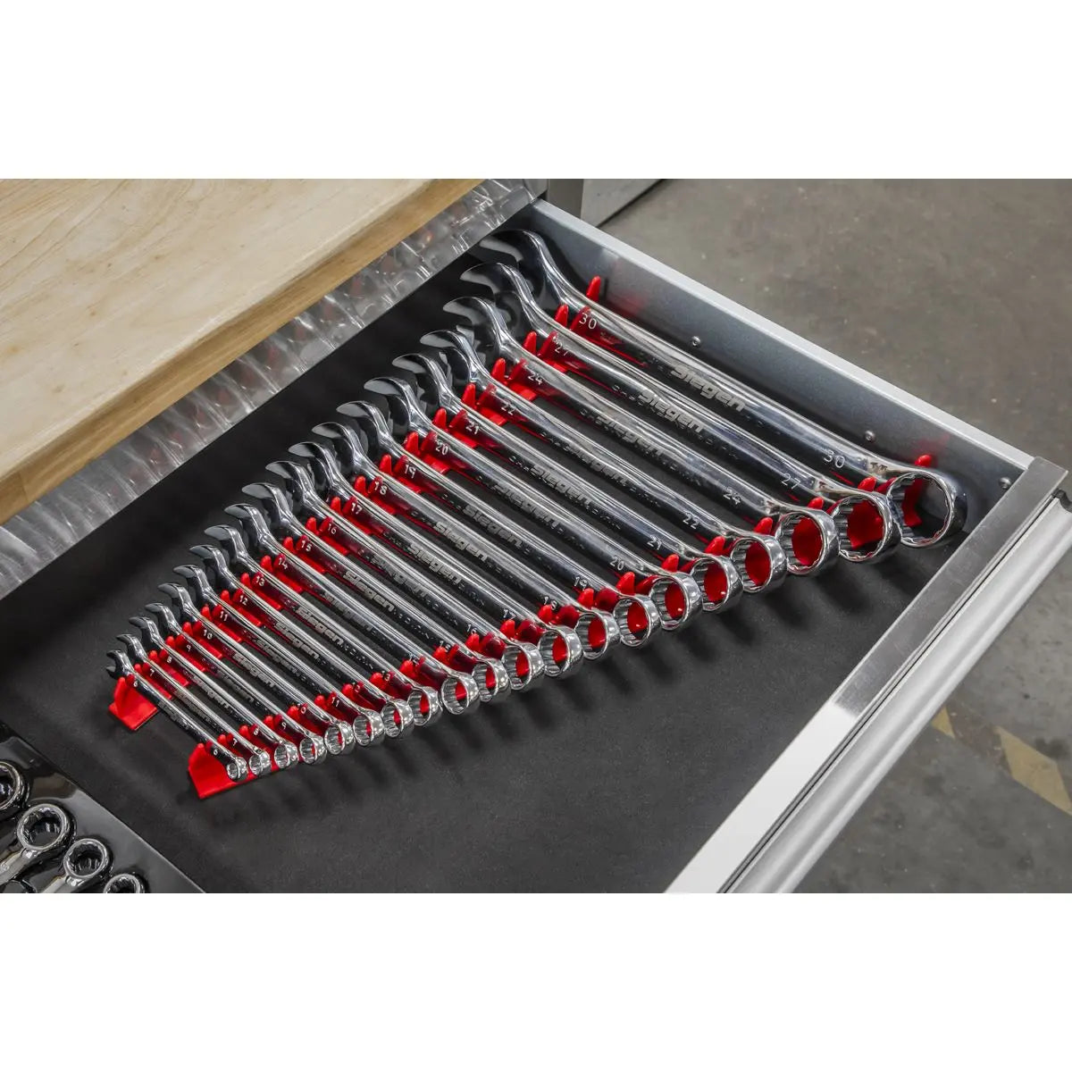 Sealey 2 Piece Magnetic Sharks Teeth Spanner Rack Tooth Holder 20 Spanners 