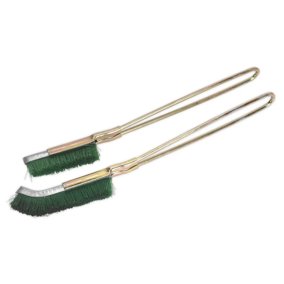 Sealey 2 Piece Nylon Brush Set Skeletal Handle Cleaning Brushes Stiff Bristle 