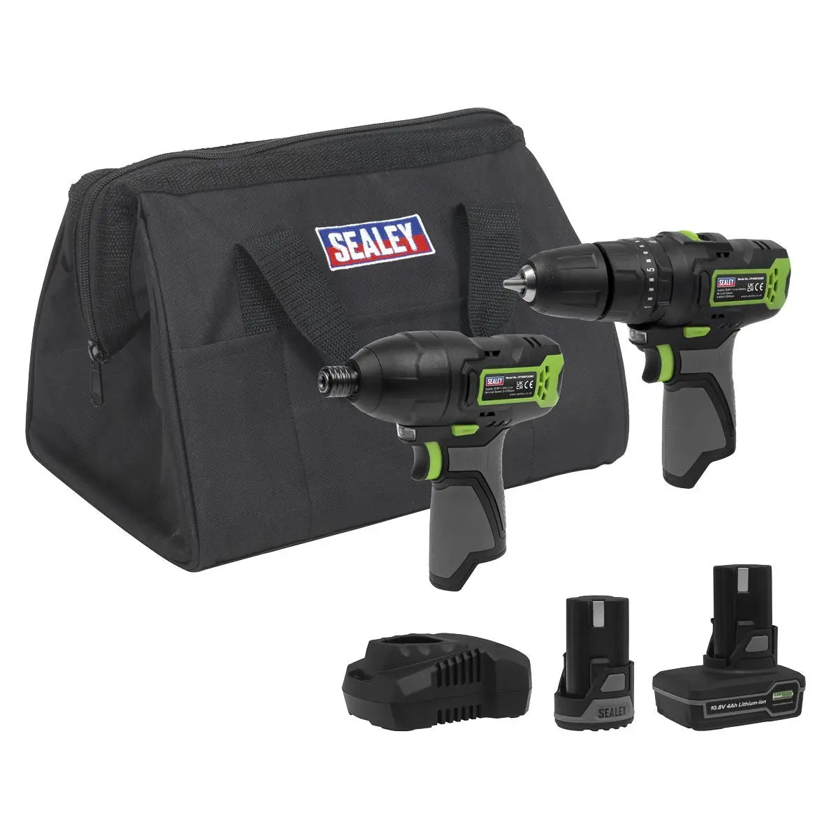 Sealey 2 x 10.8V SV10.8 Series Combi Drill & Impact Driver Kit  White Rose Tools