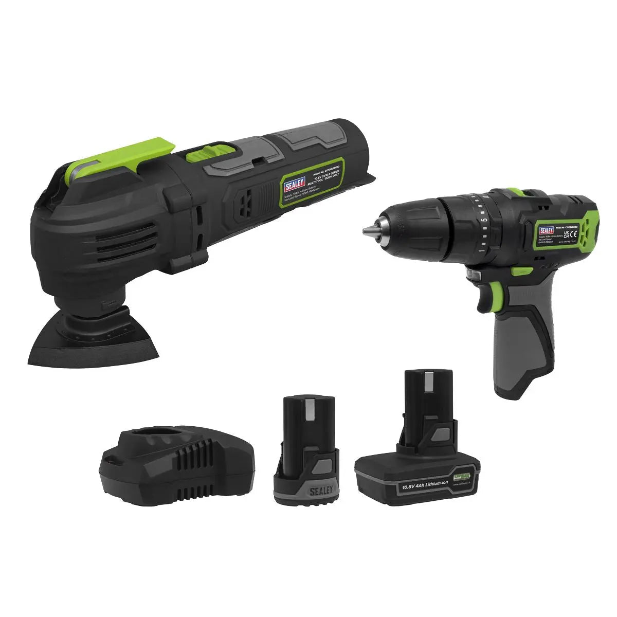 Sealey 2 x 10.8V SV10.8 Series Combi Drill & Multi-Tool Kit  White Rose Tools