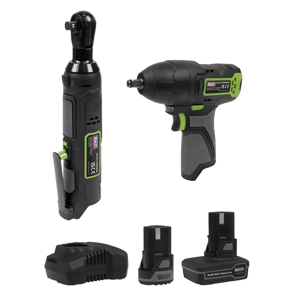 Sealey 2 x 10.8V SV10.8 Series Impact Wrench & Ratchet Wrench Kit  White Rose Tools