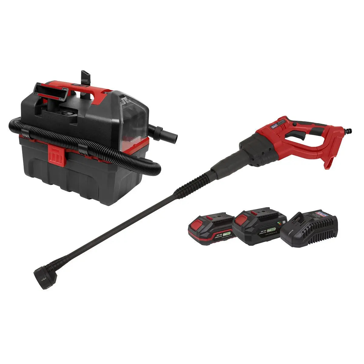 Sealey 2 x 20V SV20 Series Cordless Car Cleaning Combo Kit - 2 Batteries  White Rose Tools