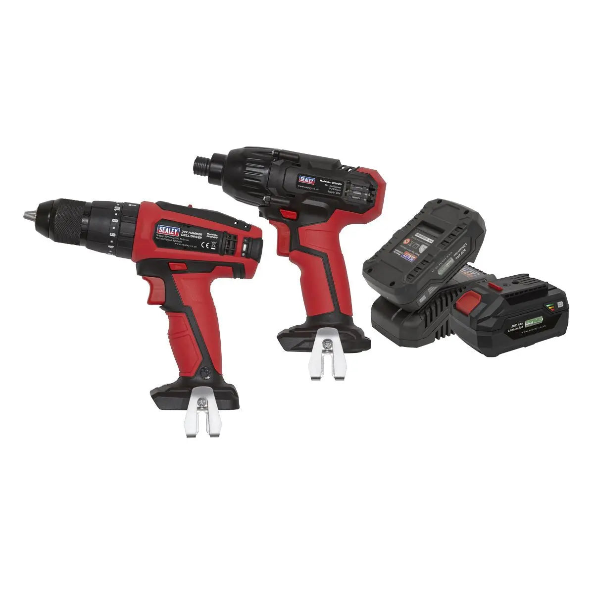 Sealey 2 x 20V SV20 Series Cordless Ø13mm Combi Drill & 1/4"Hex Drive Impact Driver Combo Kit 