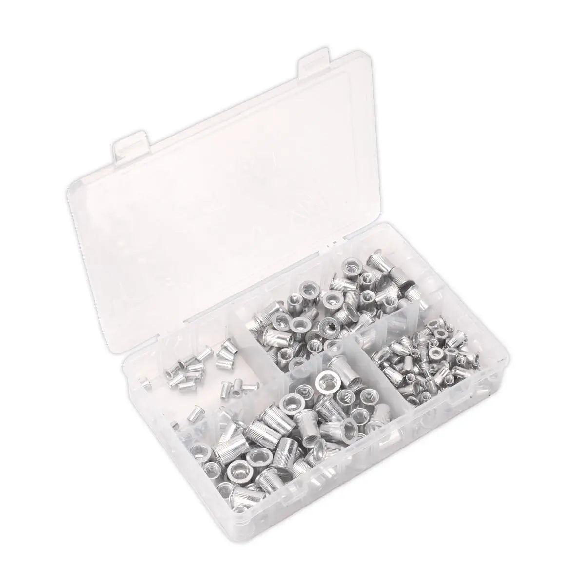 Sealey 200 Piece Splined Threaded Insert Rivet Nut Assortment M4-M8 Metric 