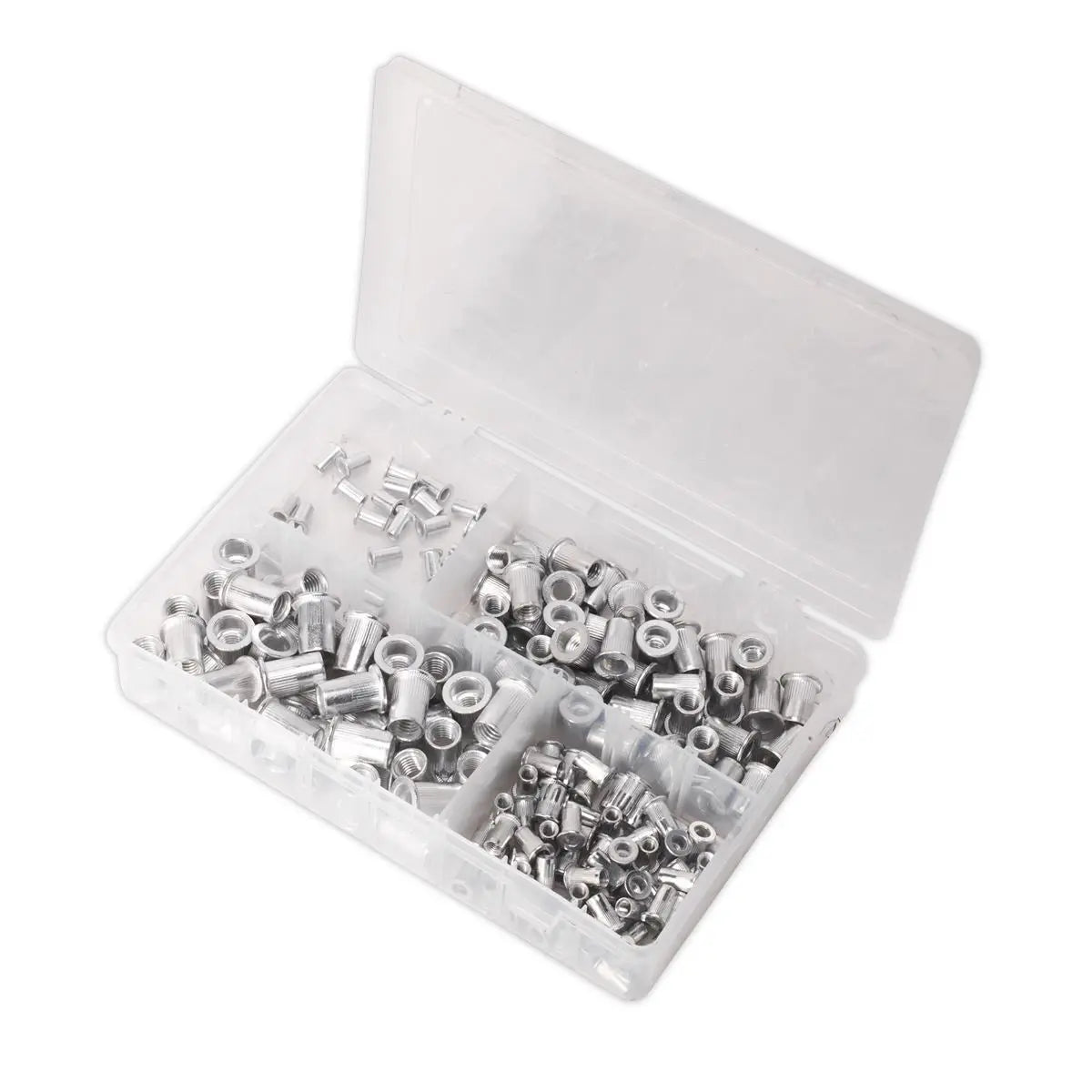 Sealey 200 Piece Splined Threaded Insert Rivet Nut Assortment M4-M8 Metric 