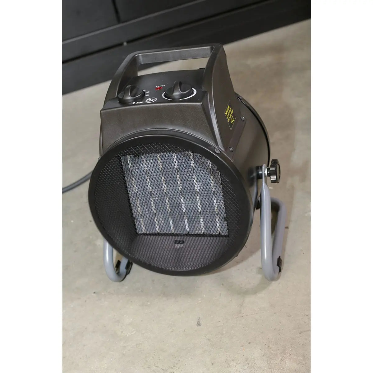 Sealey 2000W Industrial PTC Fan Heater 230V Two Thermostat Heat Settings Work Bench 